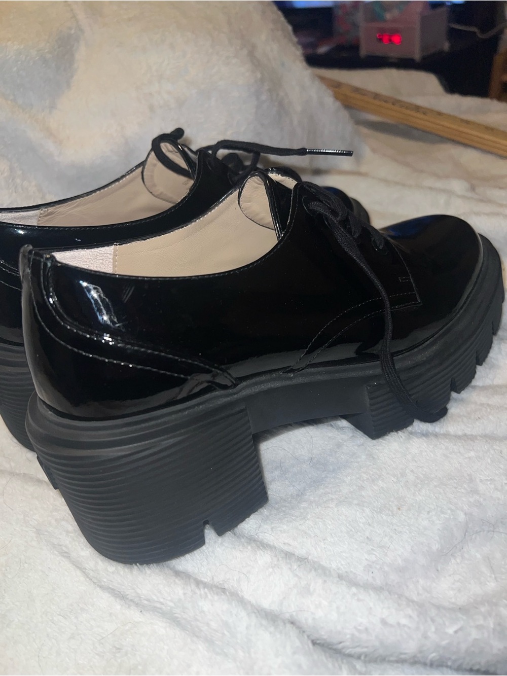 Stuart weitzman soho derby black patent chunky loafers woman size 8B - Picture 3 of 9